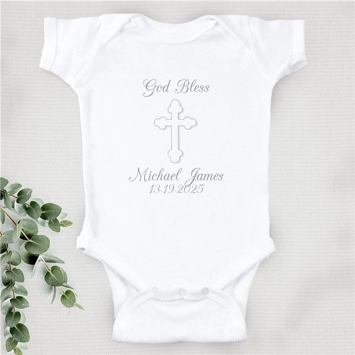 God Bless... Personalized Christening Infant Creeper or Shirt