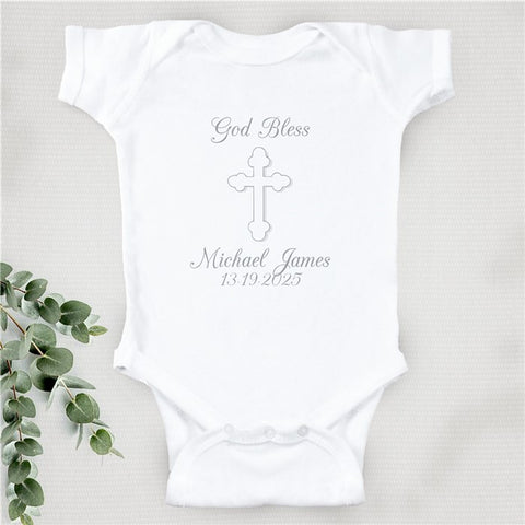 God Bless... Personalized Christening Infant Creeper or Shirt
