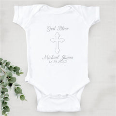 God Bless... Personalized Christening Infant Creeper or Shirt