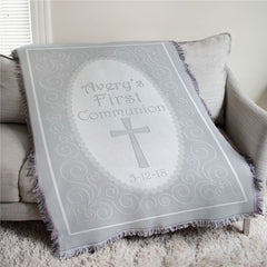 Personalized First Communion Tapestry Throw - more colors