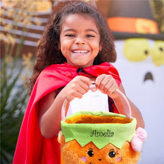 Embroidered Girl Pumpkin Trick or Treat Basket