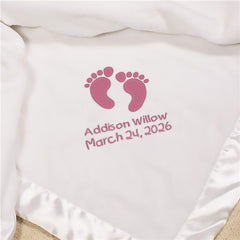Embroidered Baby Feet Fleece Blanket