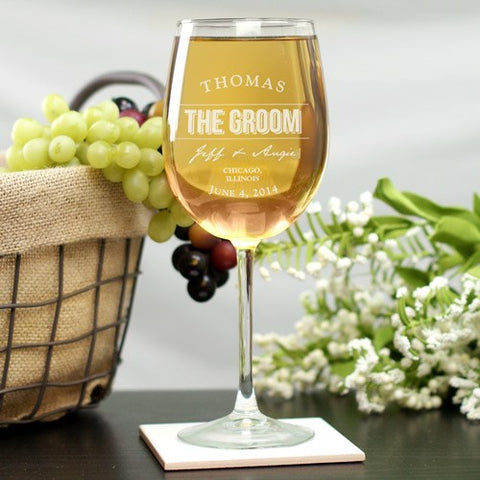All the Details Engraved Wedding Wine Glass