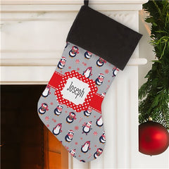 Personalized Penguin Print Stocking