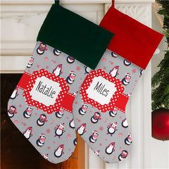 Personalized Penguin Print Stocking