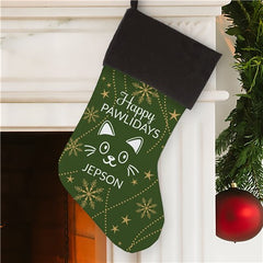 Custom Happy Pawlidays Cat Stocking