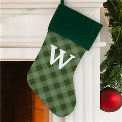 Custom Plaid Stocking With Initial