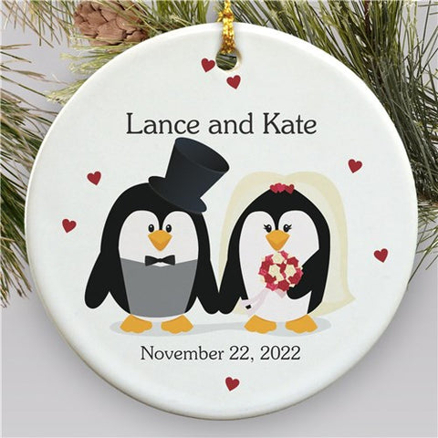 Penguin Bride and Groom Personalized Ornament