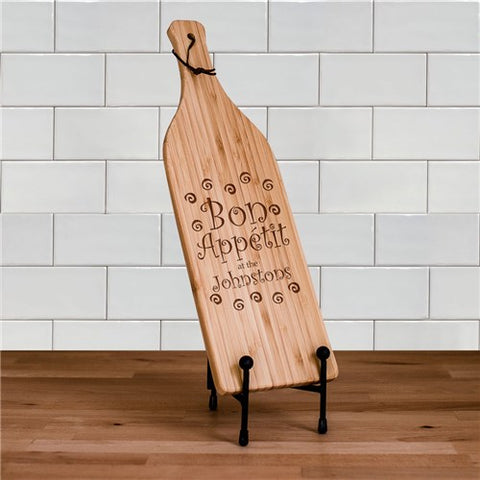 Bon Appétit Personalized Wine Bottle Shaped Cheese Board