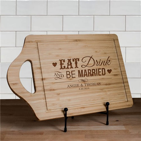 Eat, Drink and Be Married Personalized Bamboo Cutting Board