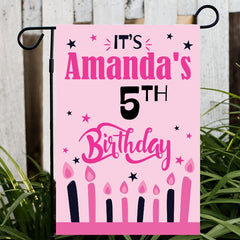 Personalized Pink Birthday Sign Flag