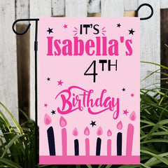 Personalized Pink Birthday Sign Flag