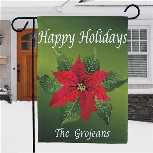 Poinsettia Holiday Personalized Garden Flag