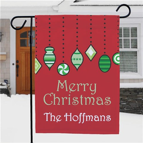 Holiday Ornaments Personalized Garden Flag