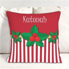 Christmas Stripes Personalized Throw Pillow