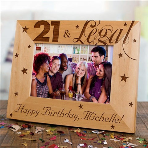 Engraved 21st Birthday Wood Picture Frame