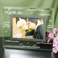 Engraved Love is Glass Picture Frame