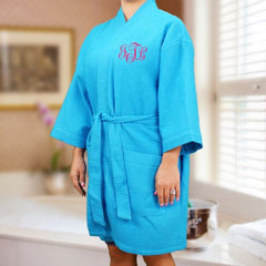 Embroidered Monogram Kimono Robe - 4 colors