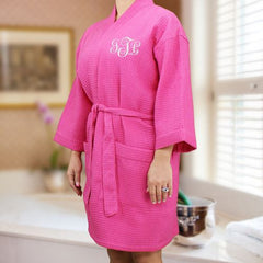 Embroidered Monogram Kimono Robe - 4 colors