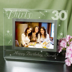 30th Birthday Glass Engraved Frame