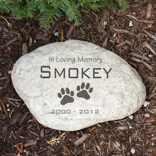 In Loving Memory Paw Prints Garden Stone