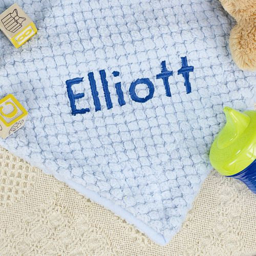 Blue Baby Blanket With Embroidery