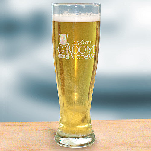 Groom Crew Engraved Pilsner Glass