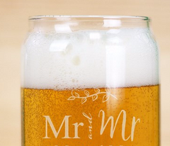 Couple's Engraved Beer Can Glass