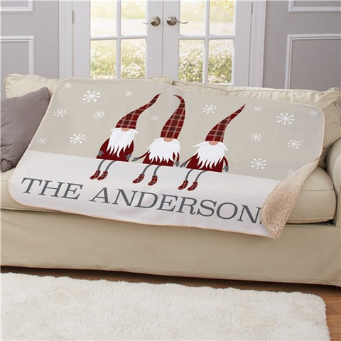 Custom Winter Gnome Family Blanket