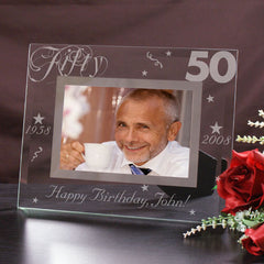 50th Birthday Glass Engraved Frame
