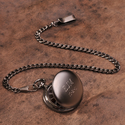 Gunmetal Engraved Pocket Watch