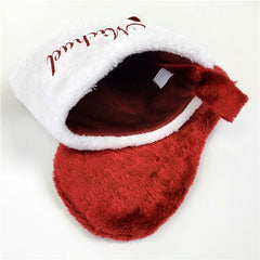 Red Plush Embroidered Christmas Stocking