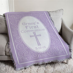 Personalized First Communion Tapestry Throw - more colors