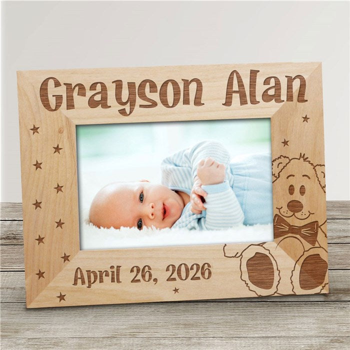 Engraved Teddy Bear Wood Frame