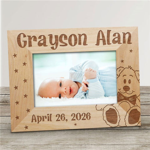 Engraved Teddy Bear Wood Frame