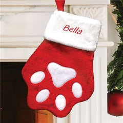 Red Paw Embroidered Pet Stocking