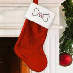 Dog Bone Embroidered Christmas Stocking