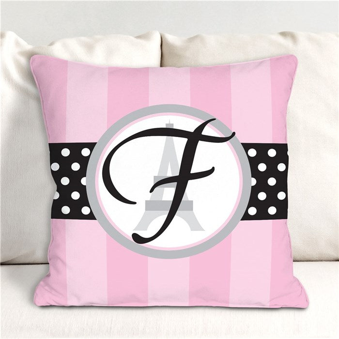 Eiffel Tower Monogram Throw Pillow