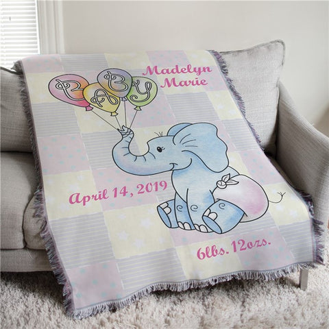Baby Elephant Tapestry Throw