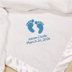 Embroidered Baby Feet Fleece Blanket