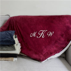 Embroidered Monogram Sherpa Blanket