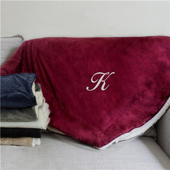 Embroidered Initial Sherpa Blanket