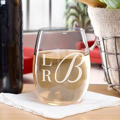 Stacked Monogram Stemless Wine Glass