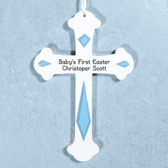 Engraved Blue Wall Cross