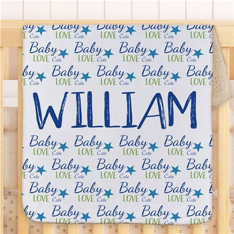 Personalized Baby Love Boy Blanket