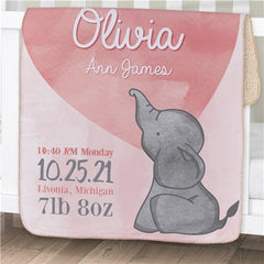 Custom Elephant Baby Sherpa Blanket