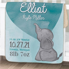 Custom Elephant Baby Sherpa Blanket