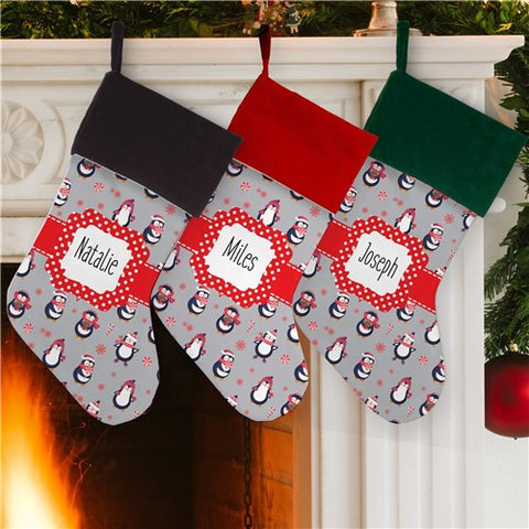 Personalized Penguin Print Stocking