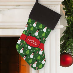 Personalized Snowman Print Stocking