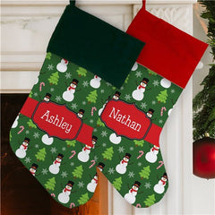 Personalized Snowman Print Stocking